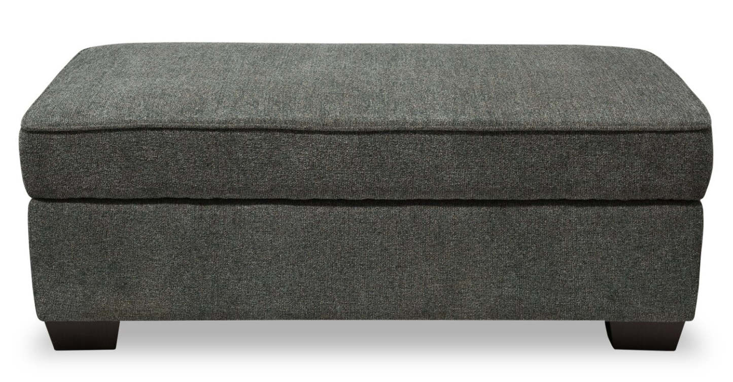 Made in Canada Verona 44 Linen-Look Fabric Storage Ottoman - Charcoal Grey | Pouf de rangement Verona de 44 po fabriqué au Canada en tissu d’apparence lin - gris anthracite