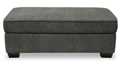 Made in Canada Verona 44 Linen-Look Fabric Storage Ottoman - Charcoal Grey | Pouf de rangement Verona de 44 po fabriqué au Canada en tissu d’apparence lin - gris anthracite