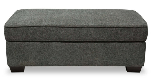 Made in Canada Verona 44 Linen-Look Fabric Storage Ottoman - Charcoal Grey | Pouf de rangement Verona de 44 po fabriqué au Canada en tissu d’apparence lin - gris anthracite