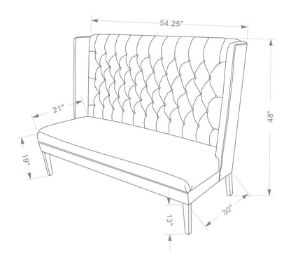 Ariel 30.5 Wing Back Hall Bench - Bleu|Banc d'entrée à oreilles Ariel de 30,5 po - bleu