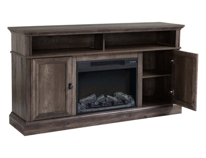 Ollie 60 Electric Fireplace TV Stand with Storage and Cable Management for TVs up to 65- Grey|Meuble pour téléviseur Ollie de 60 po avec foyer électrique, rangement et système de gestion des câbles pour téléviseurs jusqu’à 65 po - gris