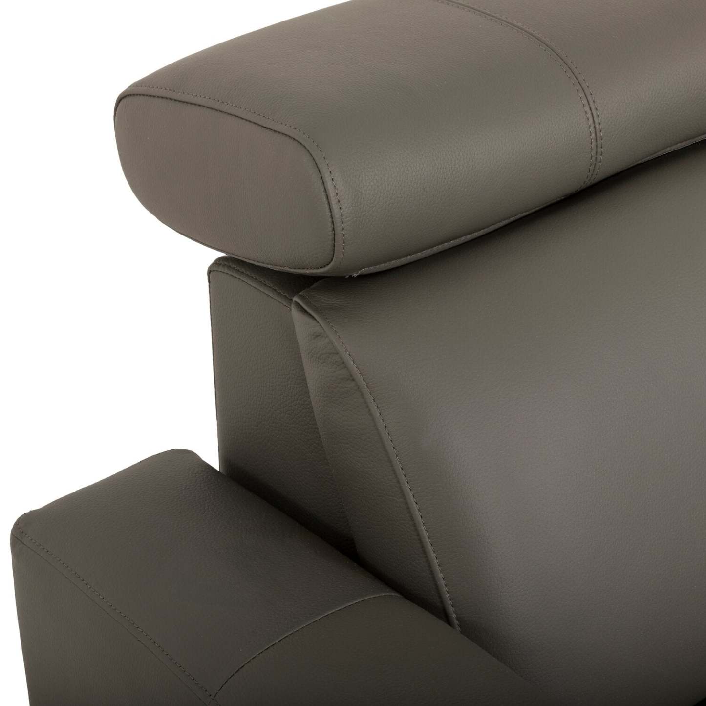 Sofa sectionnel de droite à inclinaison électrique Valentino 3 pièces en cuir véritable avec appuie-têtes réglables - gris