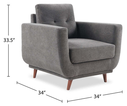 Chaise en tissu Cosmo 34 avec coussin de dossier capitonné - Charbon | Fauteuil Cosmo de 34 po en tissu avec coussin de dossier capitonné - anthracite