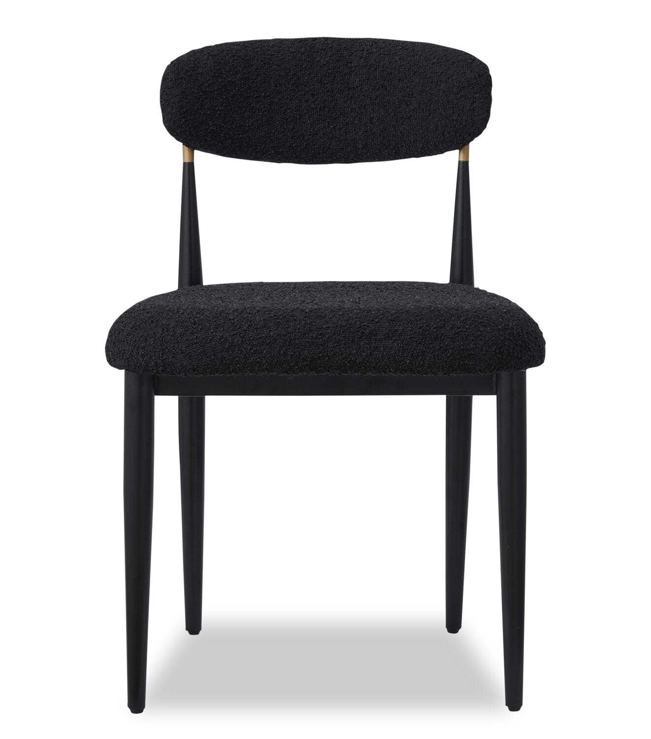 Kort &amp; Co. Chaise de salle à manger Capri avec tissu bouclé et accents dorés, métal - Noir | Chaise de salle à manger Capri de Kort &amp; Co. en métal avec tissu bouclé et touches dorées - noire