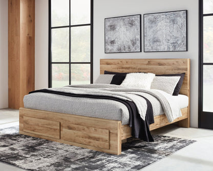 Lit de rangement Derekson avec 2 tiroirs intégrés au pied du lit, naturel - format lit double | Derekson Storage Bed with 2 Built-In Footboard Drawers, Natural - Full Size
