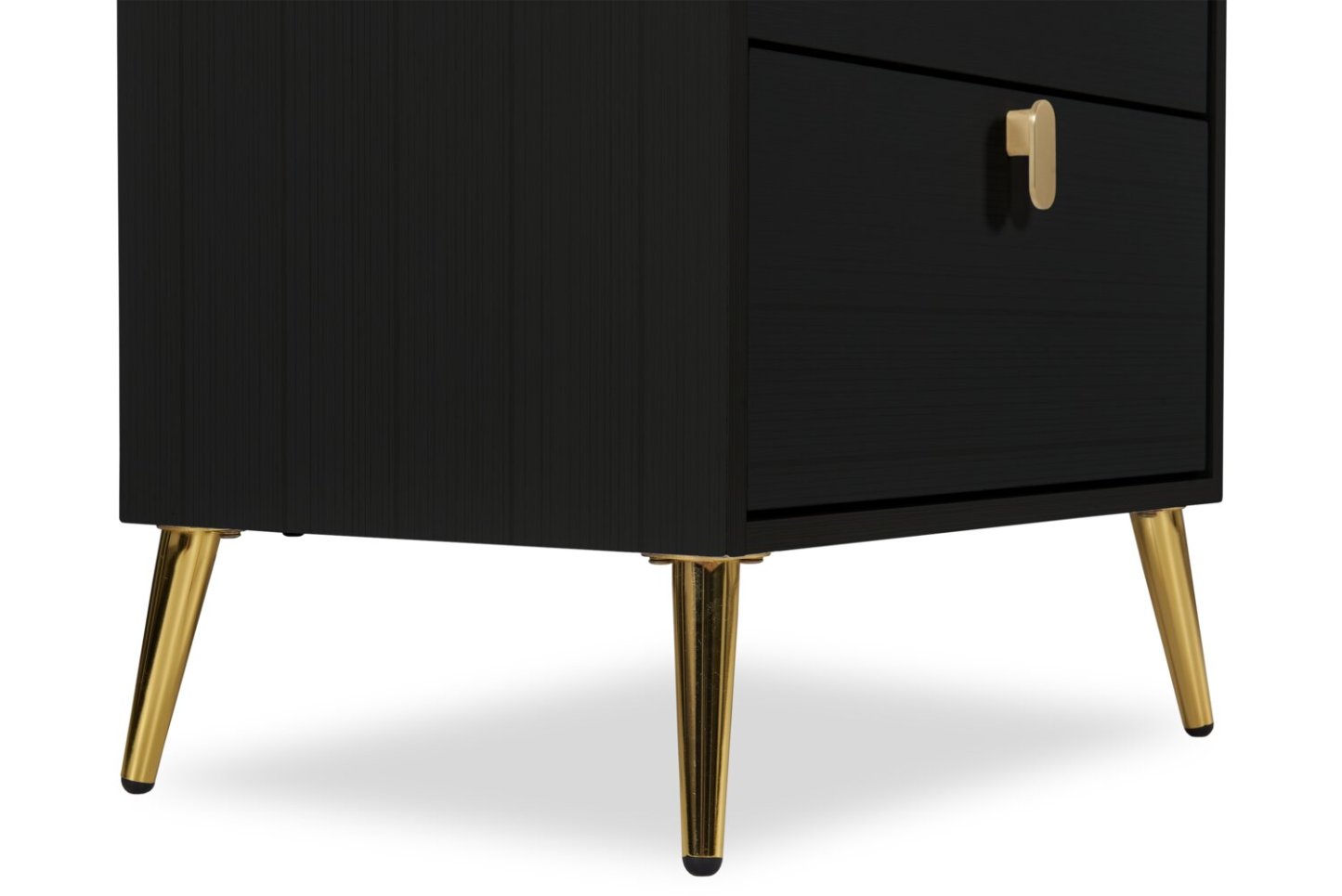 Table de chevet à 2 tiroirs Gabi avec accents dorés, 21,5 L x 25 H - Noir | Table de nuit Gabi de 21,5 po (l) x 25 po (H) à 2 tiroirs avec touche dorée - noire