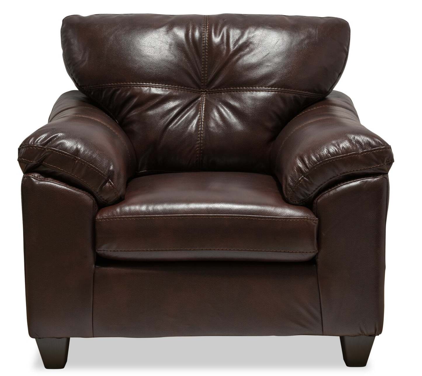 Fauteuil Addison de 42 po fabriqué au Canada en tissu d’apparence cuir avec coussin de siège amovible et capitonnage - brun