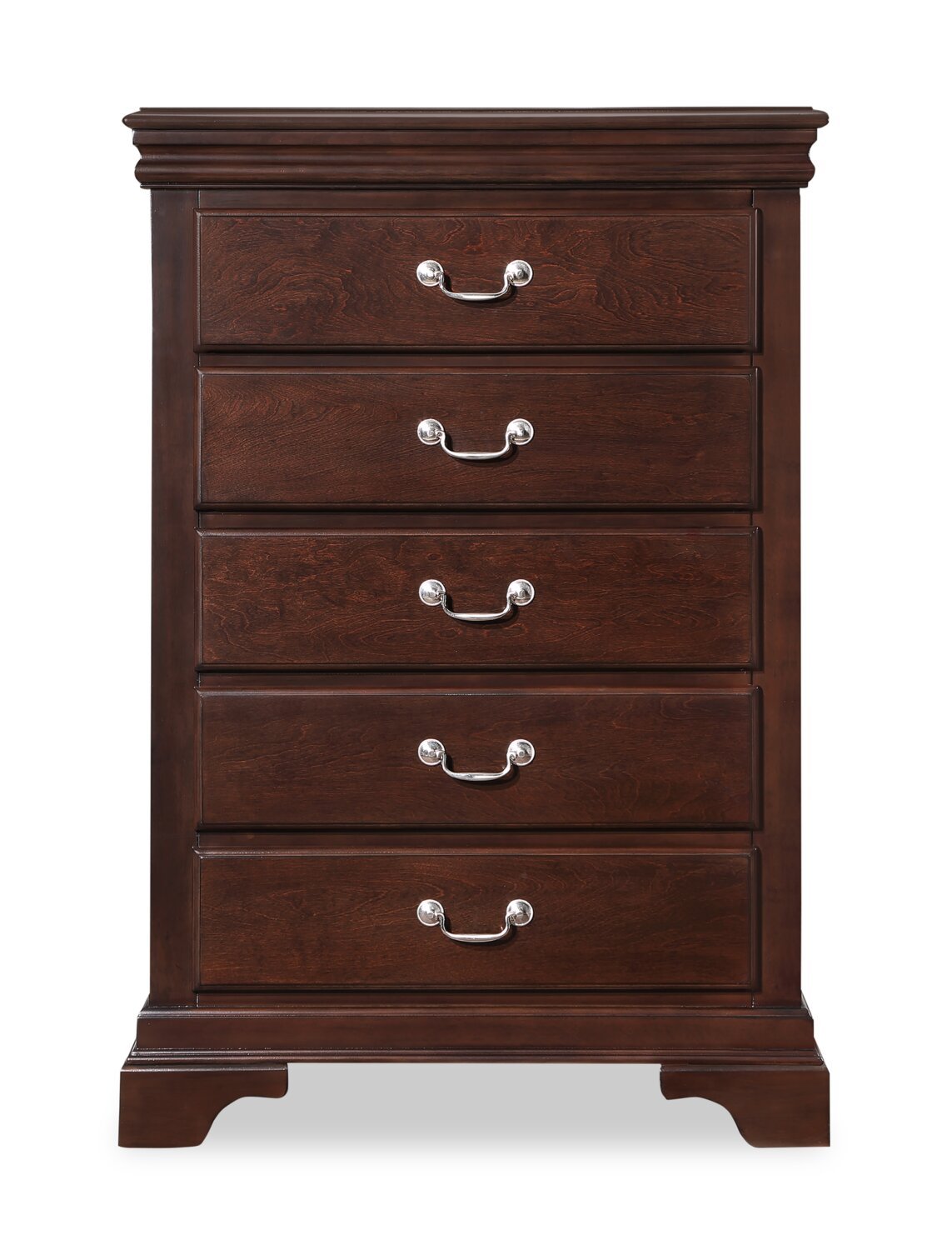 Commode de chambre à coucher Marco, 5 tiroirs, 32 L x 48 H - Marron Cerise | Commode verticale Marco de 32 po (l) x 48 po (H) à 5 tiroirs pour la chambre à coucher - brun cerisier