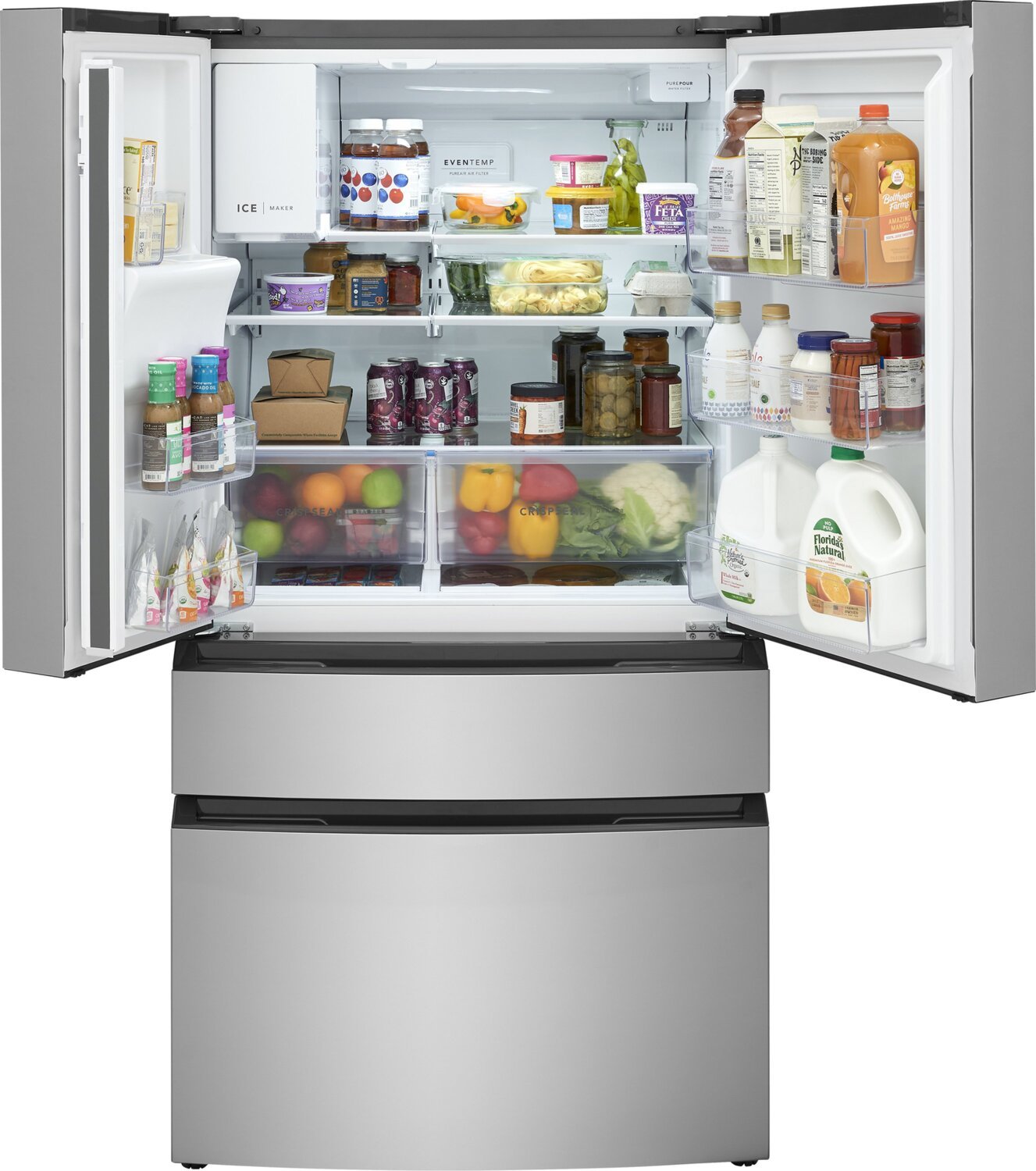 Réfrigérateur Frigidaire de 36” et de 26 pi3 à 4 portes françaises - acier inoxydable résistant aux traces de doigts - FRMS2733AV  | Frigidaire 36” 26 Cu. Ft. 4-Door French Door Refrigerator - Fingerprint Stainless Steel - FRMS2733AV