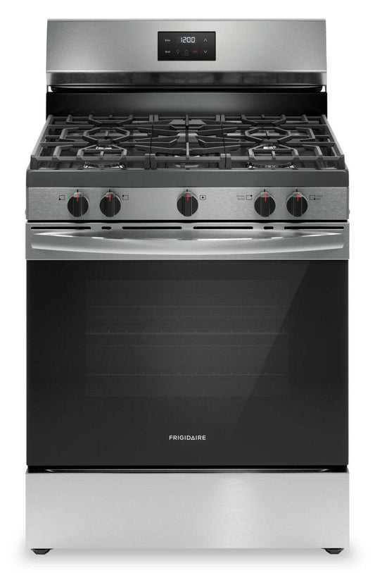 Cuisinière à gaz Frigidaire de 5,1 pi³ avec ébullition rapide et surface de cuisson à 5 brûleurs - Acier inoxydable - FCRG305… | Frigidaire 5,1 Cu. Fort. Cuisinière à gaz avec ébullition rapide et table de cuisson à cinq brûleurs - S…