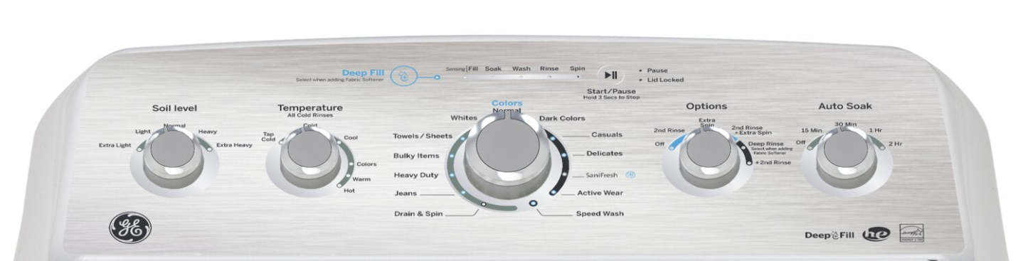 GE 4,9 Cu. FT. Laveuse à agitateur double action à chargement par le haut avec cycle SaniFresh - GTW490BMRWS | Laveuse GE à chargement par le haut de 4,9 pi³ avec agitateur à double action et cycle SaniFresh - G…