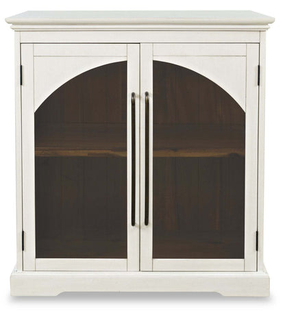 Twyla 33 Armoire d'appoint en bois massif avec portes cintrées - Blanc|Armoire décorative Twyla en bois massif avec portes arquées - blanche