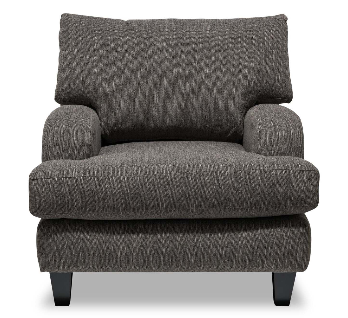 Fabriqué au Canada, fauteuil Nofia de 36 po en tissu de chenille avec pattes en bois - gris anthracite