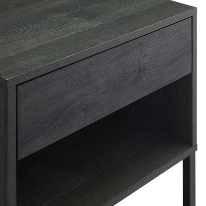 Table de chevet Fynn à 1 tiroir avec étagère de rangement, 18 L x 25,75 H - Marron/Noir | Table de nuit Fynn de 18 po (l) x 25,75 po (H) à 1 tiroir avec tablette de rangement - brune et noire