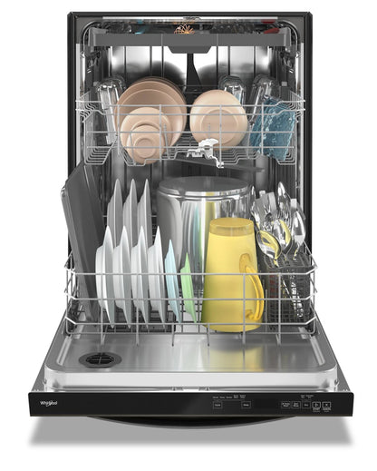 Lave-vaisselle encastré Whirlpool de 24 po et de 47 dBA avec commandes sur le dessus et 3e panier - Résistance aux empreintes digitales en acier inoxydable noir …