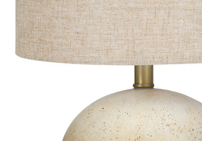 20 Lampe de table en béton beige avec abat-jour en lin|Lampe de table en béton beige de 20 po avec abat-jour en lin