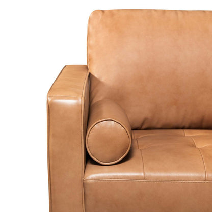 Edge 2-Piece Right-Facing Genuine Leather Sectional with Wood Legs and Removable Back Cushions - Brown | Sofa sectionnel droit Edge 2 pièces en cuir véritable avec pieds en bois et coussins de dossier amovibles - brun