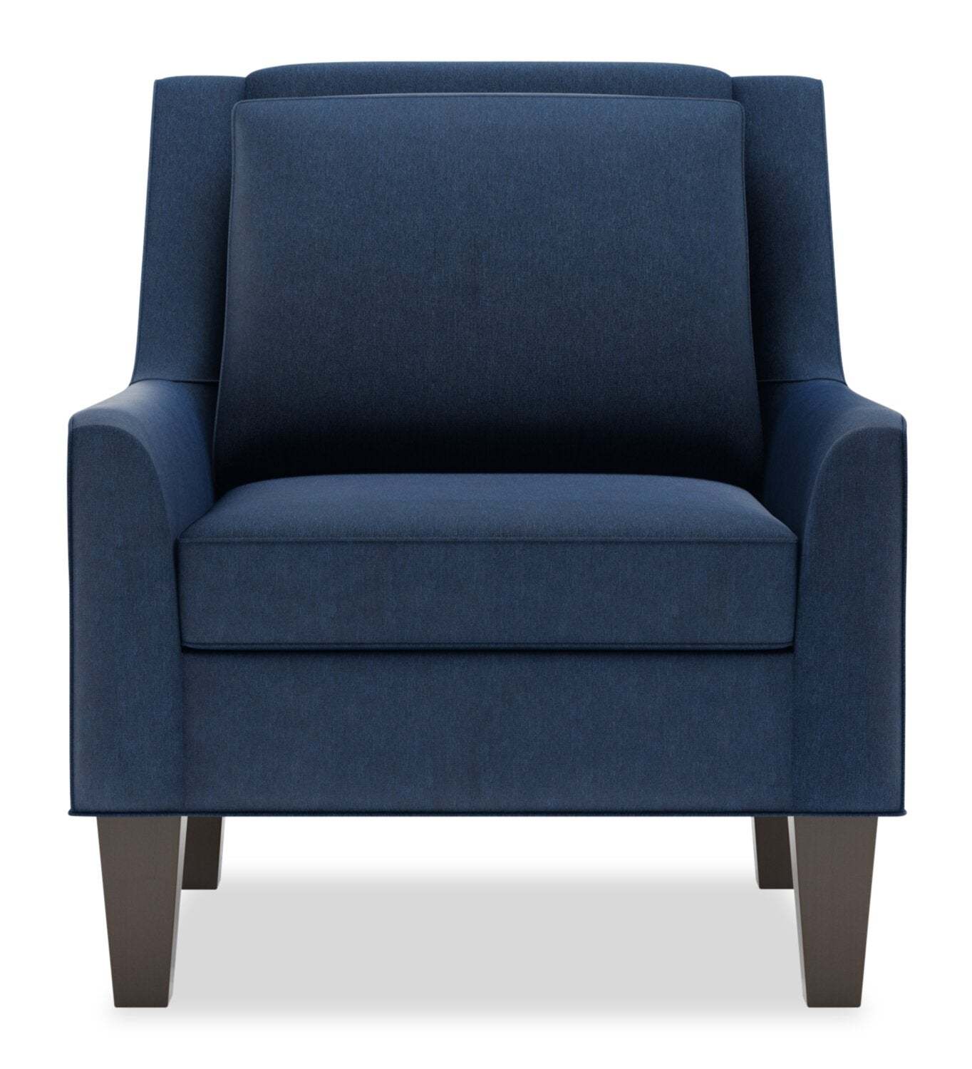 Fauteuil d'appoint club Sofa Lab de 29 po fabriqué au Canada en tissu d'apparence lin avec pattes en bois - bleu Pax Navy | CLUB3149