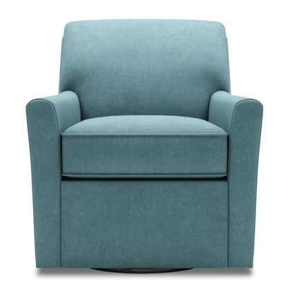 Fauteuil d’appoint pivotant personnalisable Sofa Lab de 31 po fabriqué au Canada en tissu de velours - bleu Sea Blue | SWIV3288