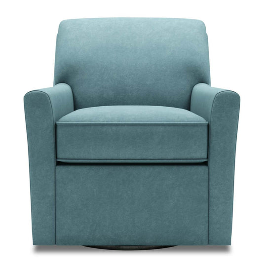 Fauteuil d’appoint pivotant personnalisable Sofa Lab de 31 po fabriqué au Canada en tissu de velours - bleu Sea Blue | SWIV3288