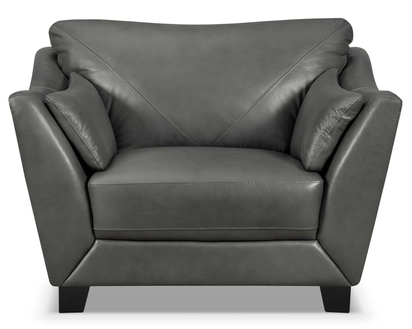 Chateau d'Ax Lusso 92 Chaise 100 % cuir véritable avec pieds en bois – Gris anthracite | Fauteuil Lusso de Château d'Ax de 92 po en cuir véritable à 100 % avec pattes en bois - gris anthracite