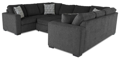 Made in Canada Legend 3-Piece Chenille Fabric Sleeper Sectional - Pepper Grey | Canapé-lit sectionnel Legend 3 pièces fabriqué au Canada en tissu de chenille - gris poivre