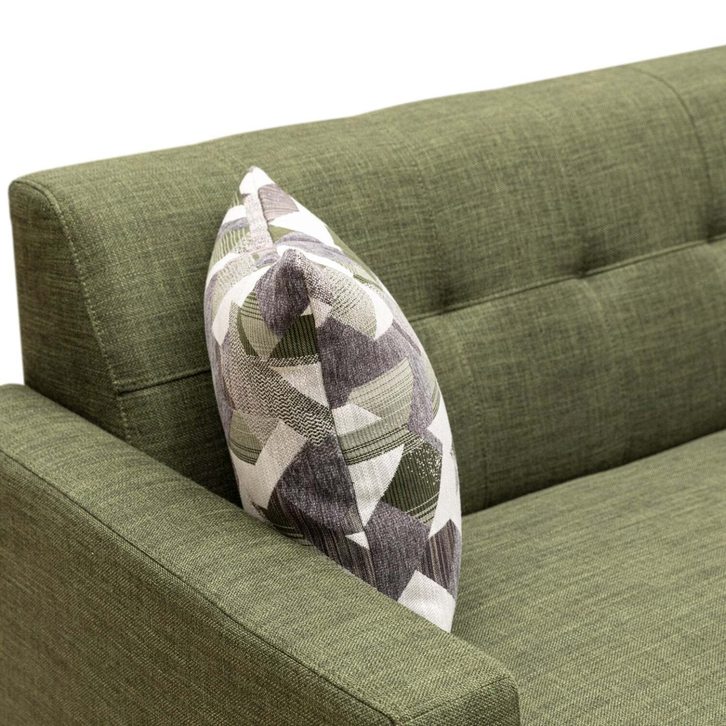 Sofa Freeman de Kort & Co. de 80 po de format condo en tissu d’apparence lin avec base et pattes en bois - vert avocat