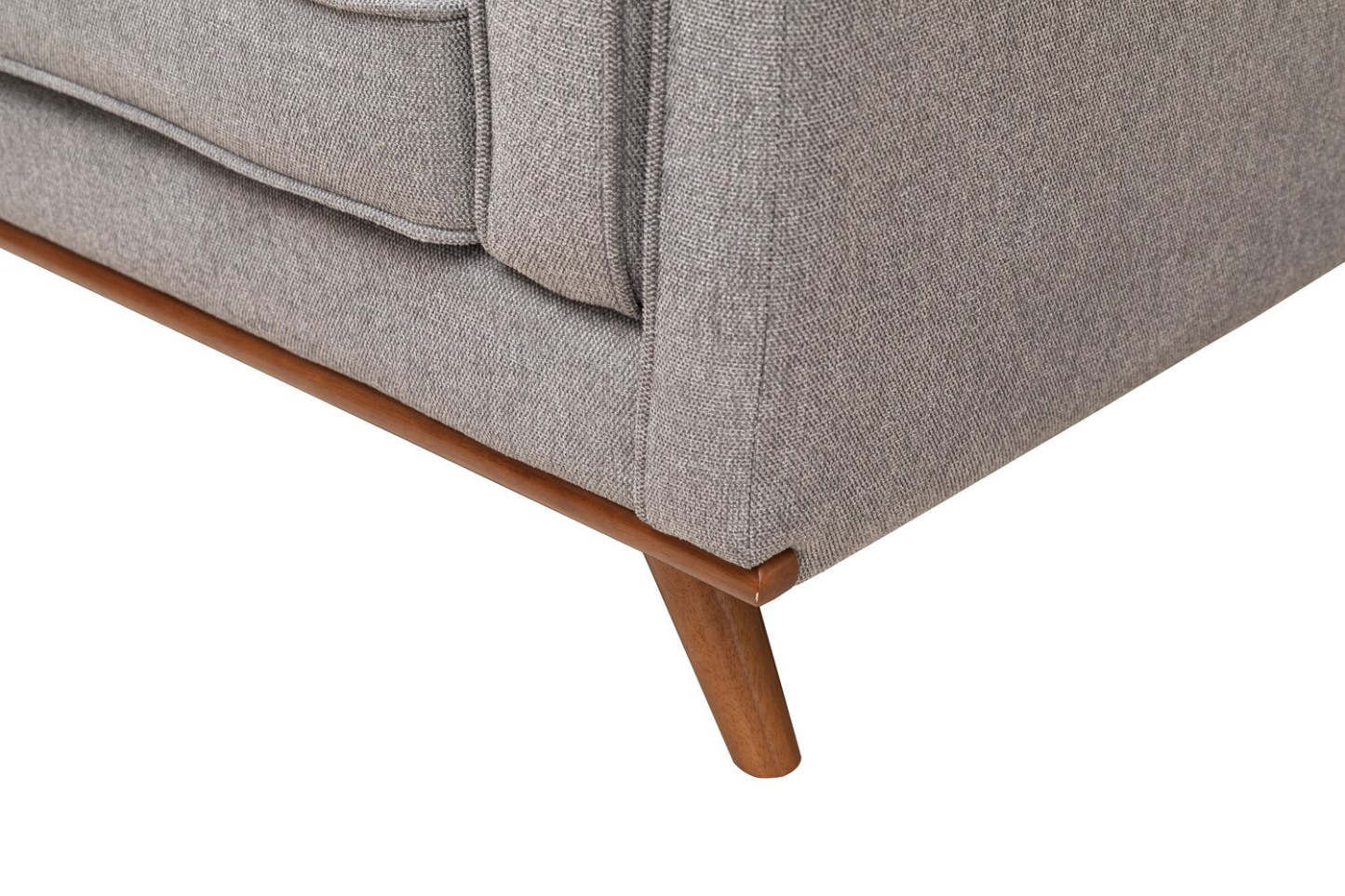 Sofa sectionnel Kassia de Kort & Co. 2 pièces en tissu d’apparence lin avec base et pattes en bois - gris