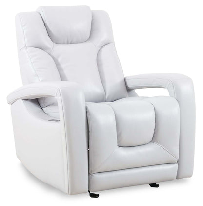 Kenzo 35 Fauteuil en tissu similicuir à inclinaison électrique avec appuie-tête électrique, repose-pieds et port USB - gris brouillard