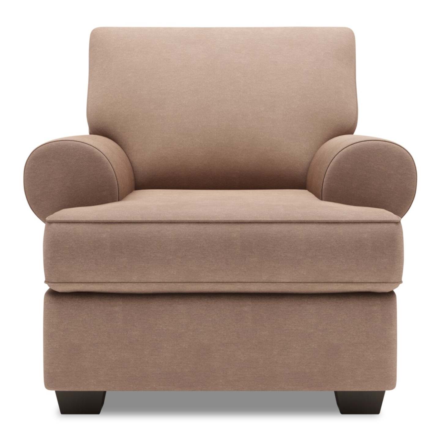 Fauteuil Roll de Sofa Lab personnalisable de 42 po fabriqué au Canada en tissu d’apparence lin avec accoudoirs enroulés - brun Pax Wicker | RO303349
