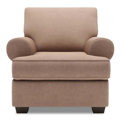 Fauteuil Roll de Sofa Lab personnalisable de 42 po fabriqué au Canada en tissu d’apparence lin avec accoudoirs enroulés - brun Pax Wicker | RO303349