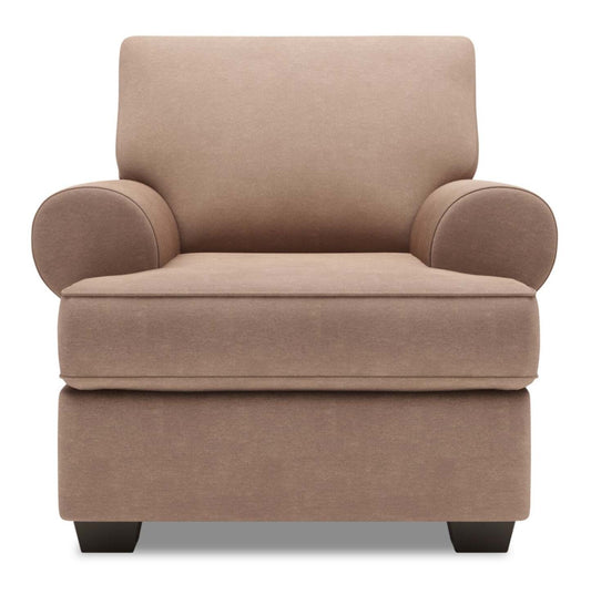 Fauteuil Roll de Sofa Lab personnalisable de 42 po fabriqué au Canada en tissu d’apparence lin avec accoudoirs enroulés - brun Pax Wicker | RO303349