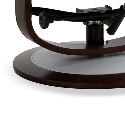 Fauteuil inclinable Maven antistress de 34,5 po en cuir véritable gris avec repose-pieds et base en bois et métal - gris