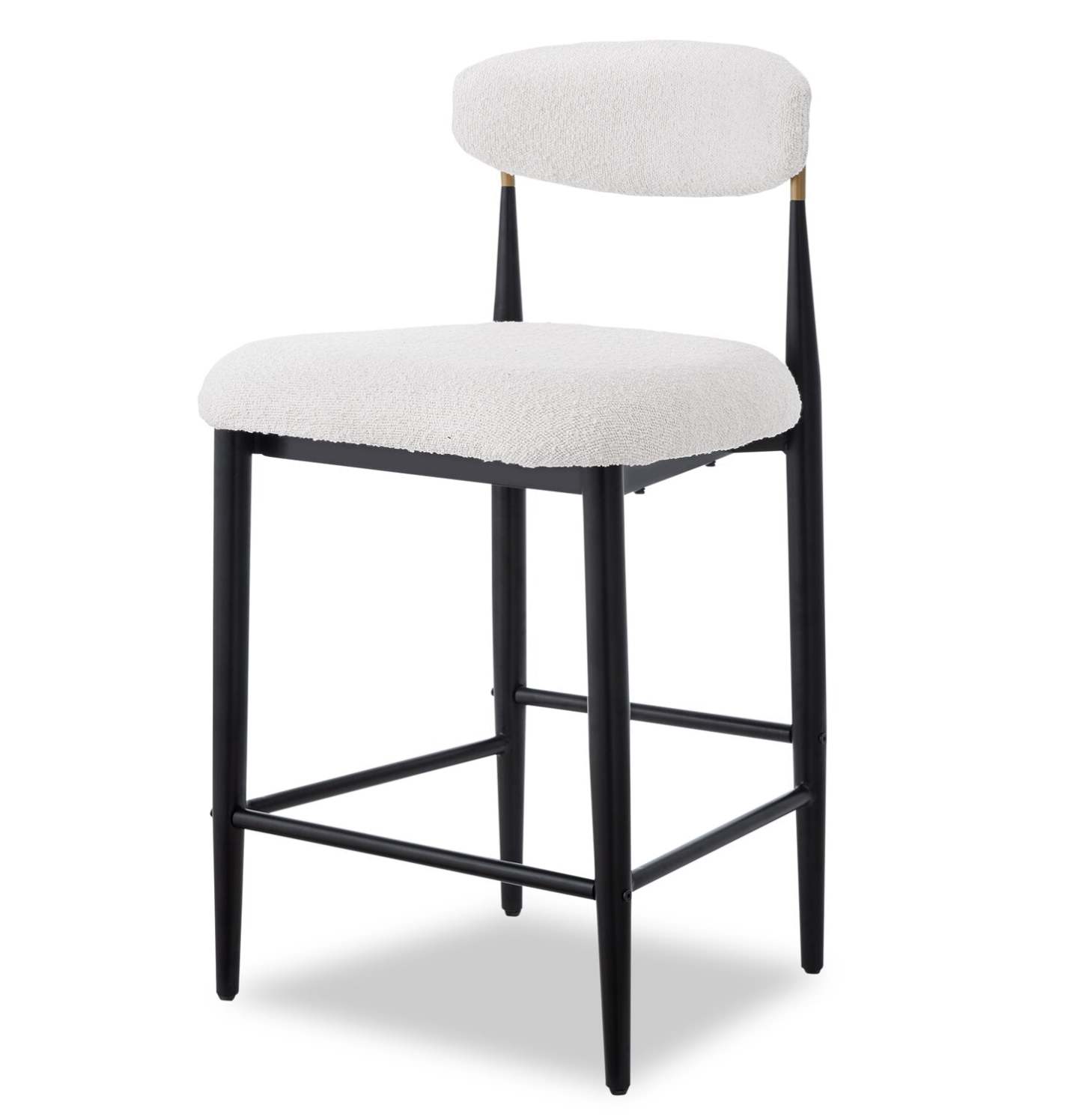 Kort &amp; Co. Tabouret Capri à hauteur de comptoir avec tissu bouclé et accents dorés, métal - Blanc | Tabouret Capri de Kort &amp; Co. de hauteur comptoir en métal avec tissu bouclé et touches dorées - blanc