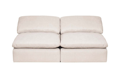 Eclipse Modular 4-Piece Linen-Look Fabric Pit Sofa Sectional with Reversible Feather Down Cushions - Linen White | Canapé sectionnel modulaire Eclipse 4 pièces en tissu d'apparence lin avec coussins réversibles en duvet et plumes - blanc lin