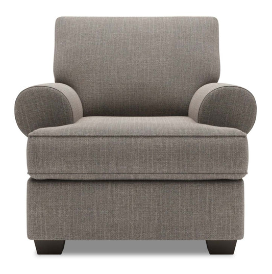 Fauteuil Roll de Sofa Lab de 42 po fabriqué au Canada en tissu d’apparence lin avec accoudoirs enroulés - gris Luna Smoke | RO302391