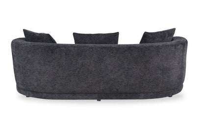 Canapé arrondi Moon de 91 po en tissu avec coussins décoratifs - noir corbeau laineux