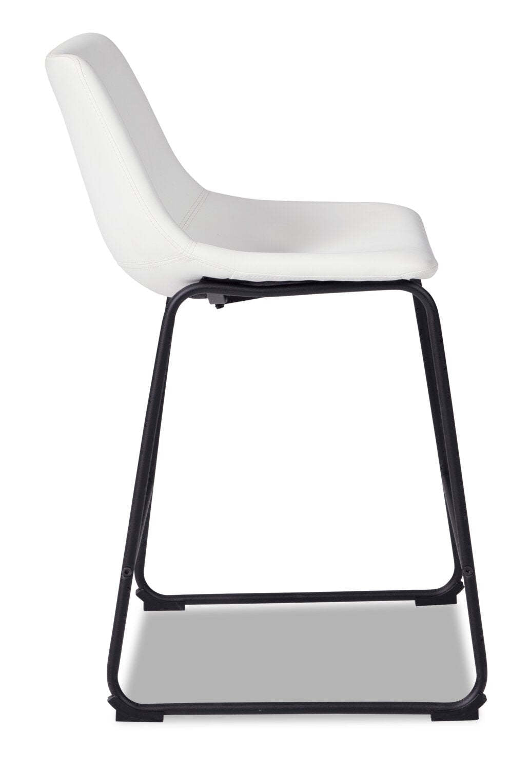 Tabouret Cole de hauteur comptoir en tissu de cuir végétalien et en métal - blanc