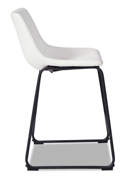 Tabouret Cole de hauteur comptoir en tissu de cuir végétalien et en métal - blanc