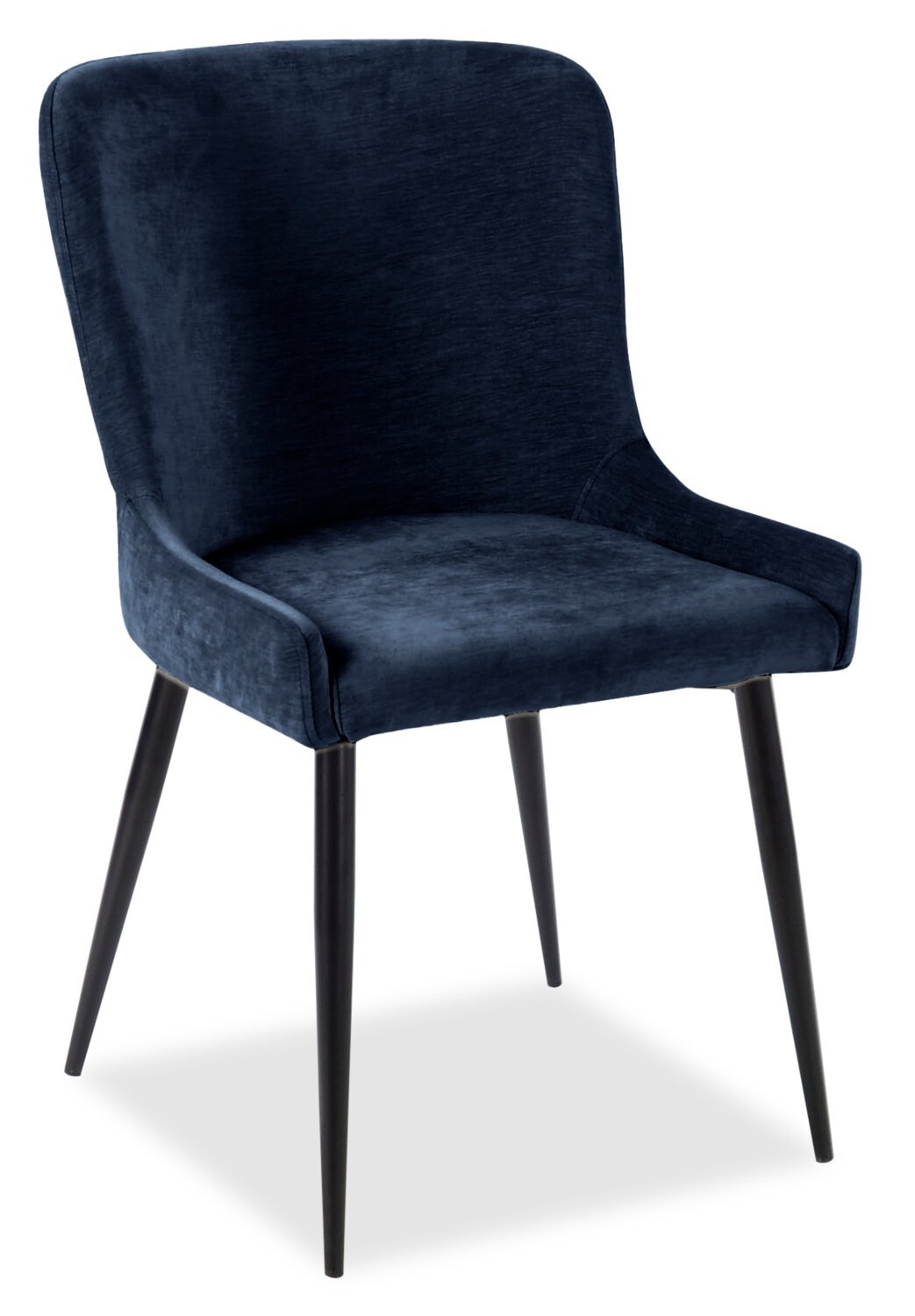 Chaise de salle à manger Lexi avec tissu d'apparence velours, métal - Bleu | Chaise de salle à manger Lexi en tissu d'apparence velours et en métal - bleue