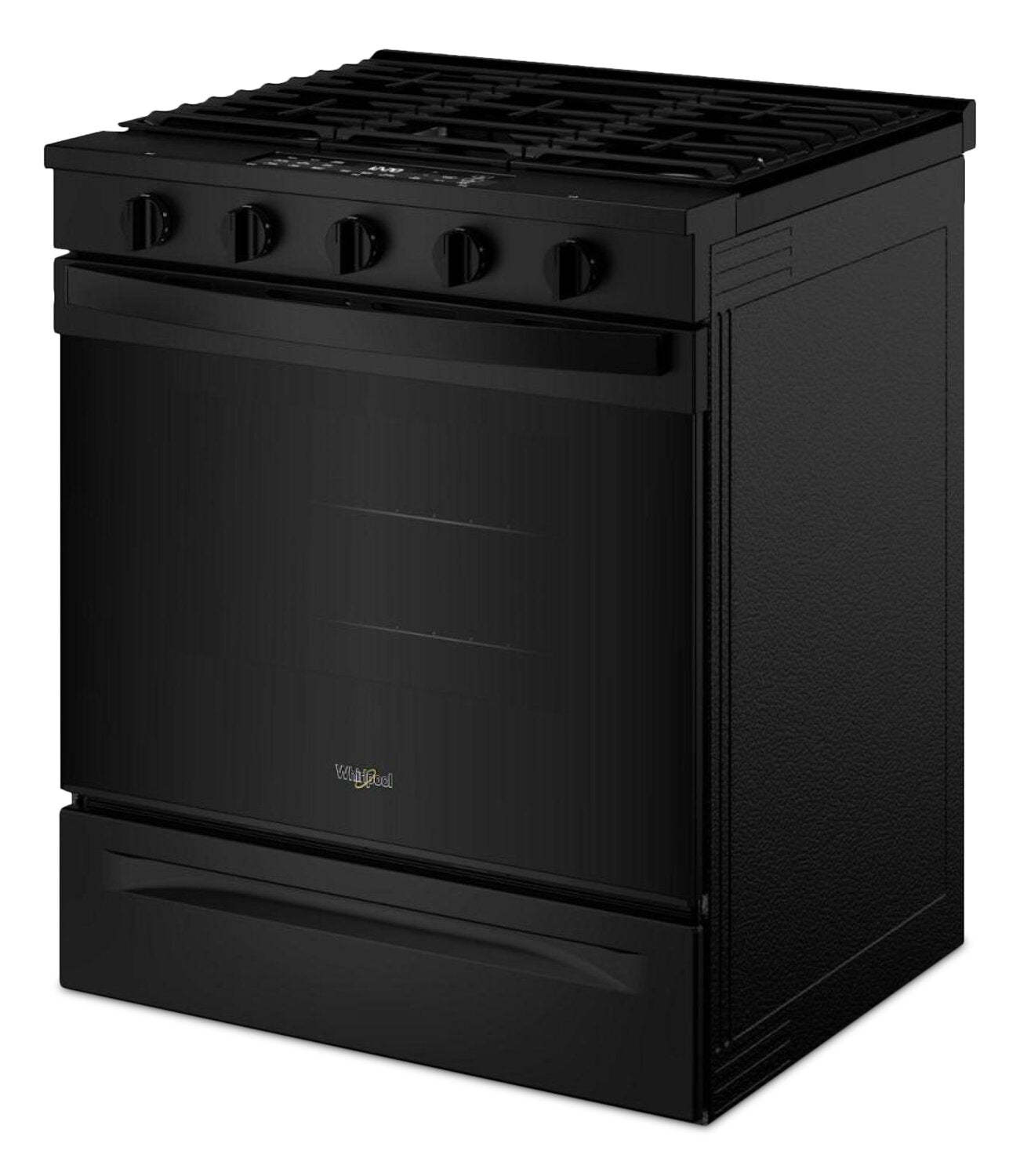 Cuisinière à gaz Whirlpool de 5 pi³ et de 30 po avec cuisson à air - noire - WSGS5030SB | Whirlpool 30 5 Cu. Ft. Gas Range with Air Cooking - Black - WSGS5030SB