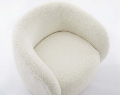 Fauteuil d'appoint courbé en tissu Sherpa Solo 31.1 - Crème glacée | Fauteuil d'appoint courbé Solo de 31,1 po en tissu sherpa - crème glacée