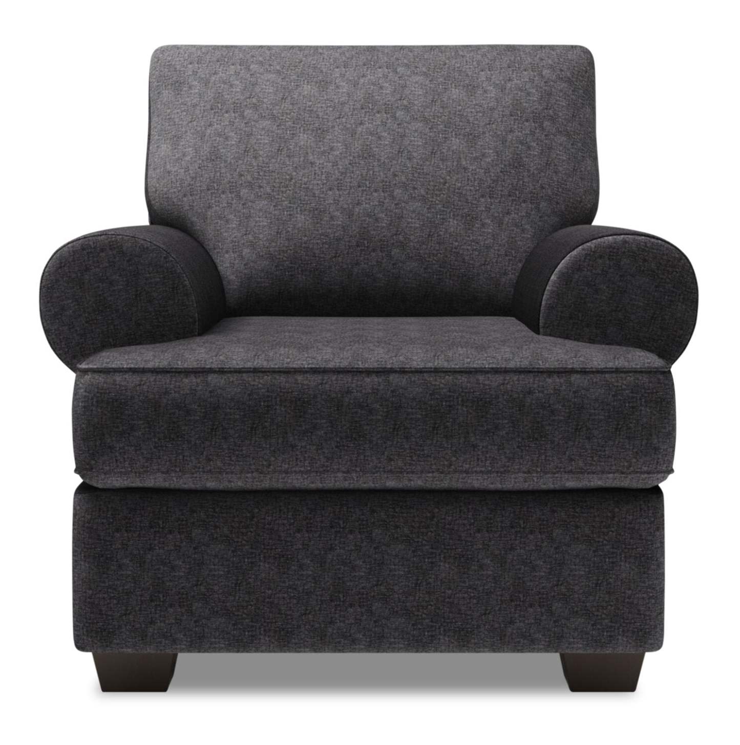 Fauteuil Roll de Sofa Lab de 42 po fabriqué au Canada en tissu de chenille avec accoudoirs enroulés - gris Luxury Charcoal | RO302993
