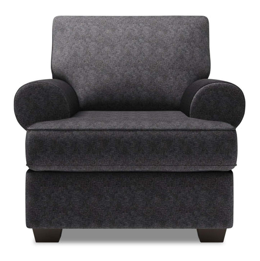 Fauteuil Roll de Sofa Lab de 42 po fabriqué au Canada en tissu de chenille avec accoudoirs enroulés - gris Luxury Charcoal | RO302993