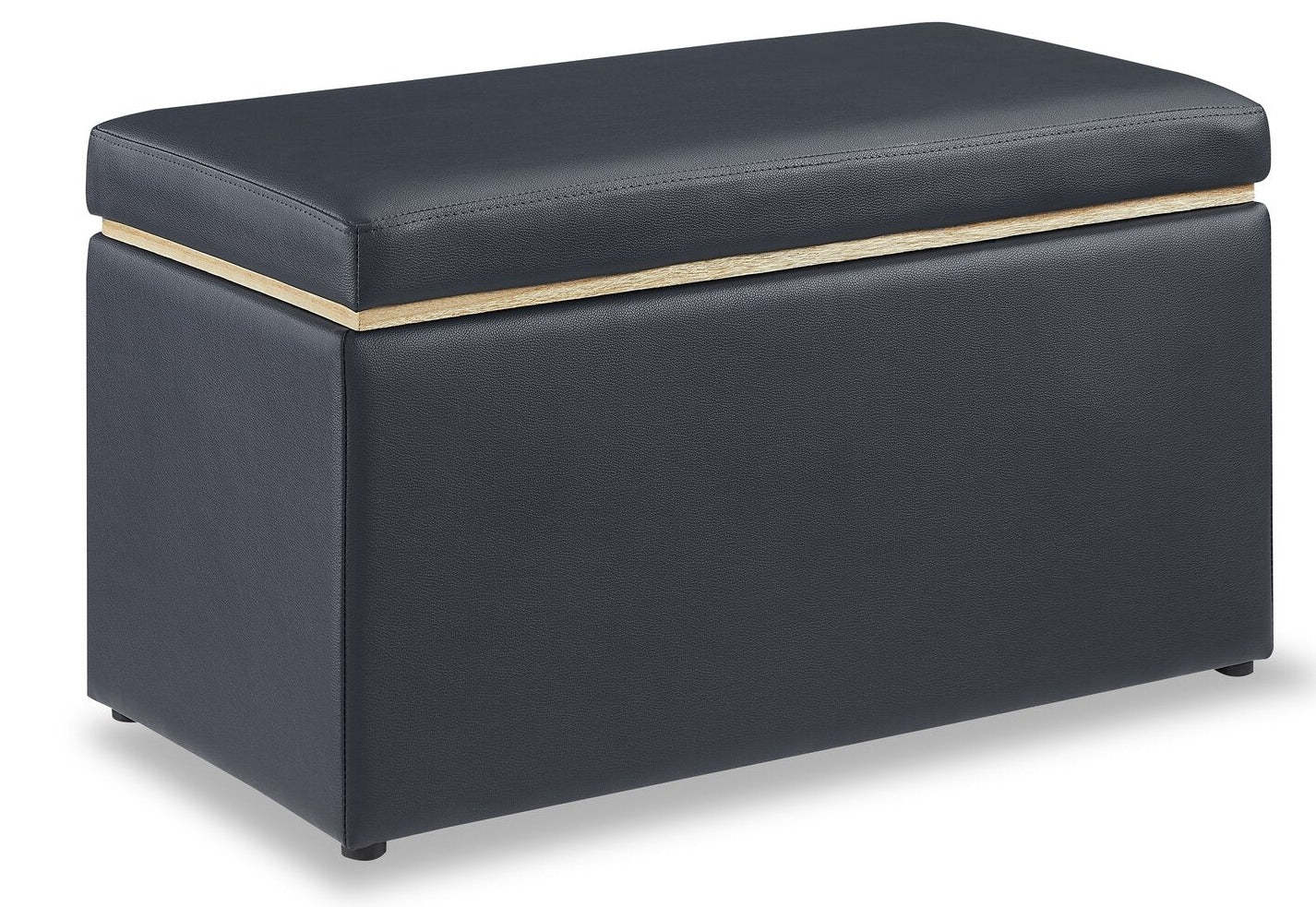 Edmonton 32 Storage Ottoman - Navy Faux Leather|Pouf de rangement Edmonton de 32 po - similicuir bleu marine