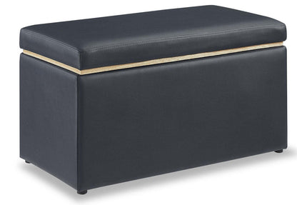 Edmonton 32 Storage Ottoman - Navy Faux Leather|Pouf de rangement Edmonton de 32 po - similicuir bleu marine