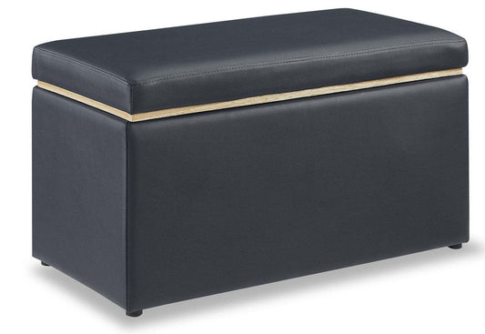 Edmonton 32 Storage Ottoman - Navy Faux Leather|Pouf de rangement Edmonton de 32 po - similicuir bleu marine