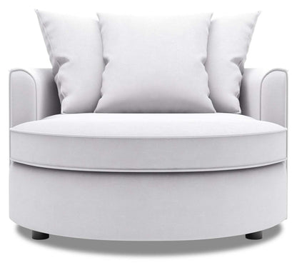 Fauteuil d'appoint enveloppant Sofa Lab de 48 po fabriqué au Canada en tissu d'apparence lin - blanc Pax Ice | CUDD3449