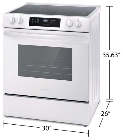 Cuisinière électrique Frigidaire de 5,3 pi³ avec élément EvenTemp™ et surface de cuisson à 5 éléments - Blanc - FCFE… | Frigidaire 5,3 Cu. Fort. Cuisinière électrique avec élément EvenTemp™ et table de cuisson à cinq éléments - Blanc - FCFE…