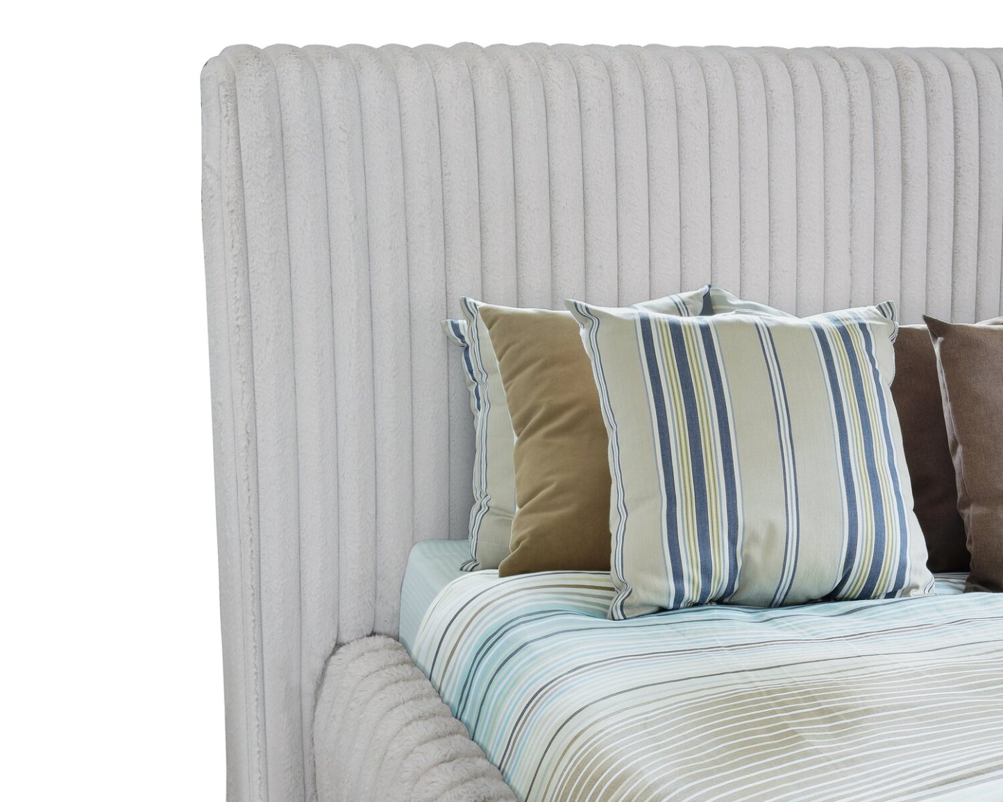 Lit plateforme rembourré Aria en tissu gris capitonné - format très grand lit